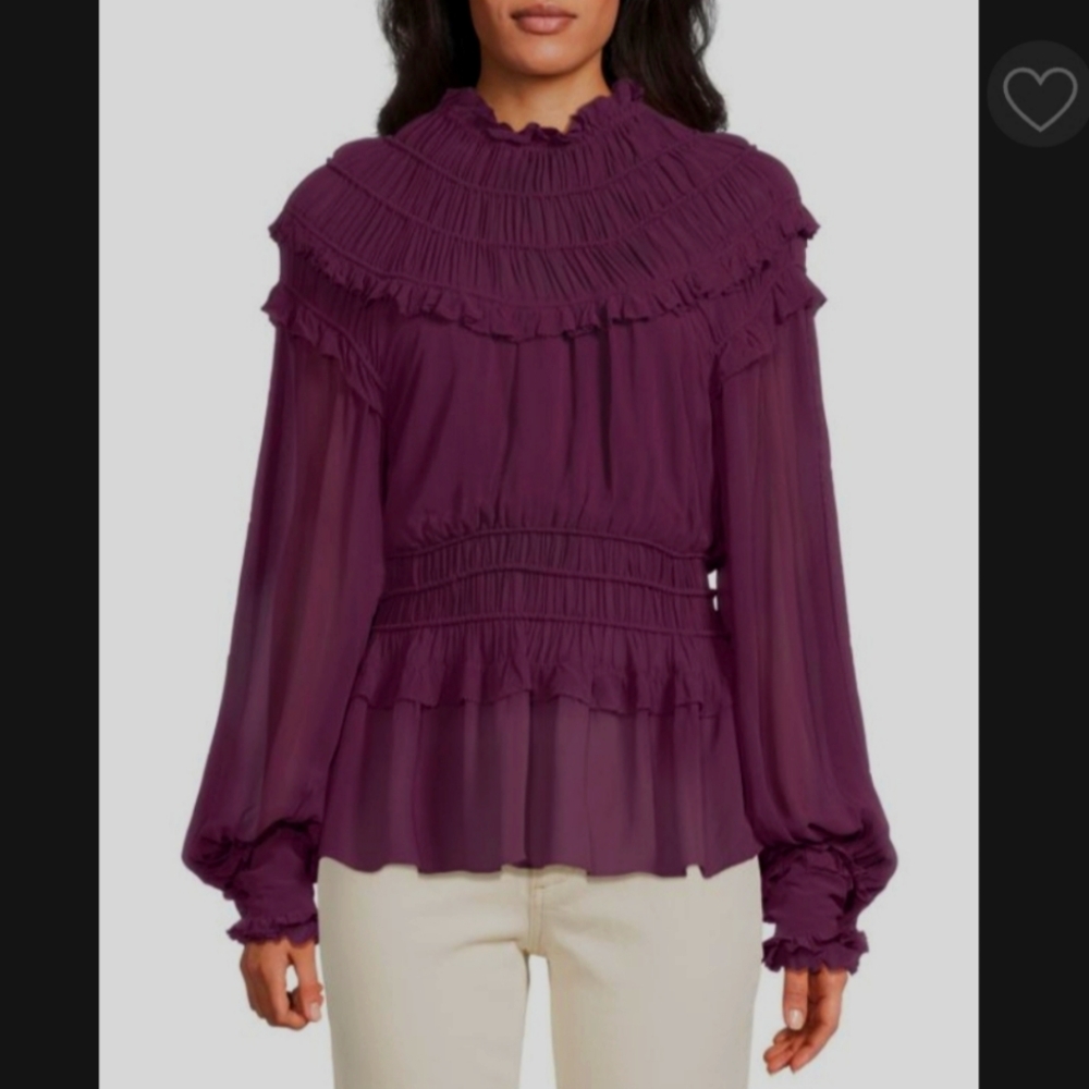 FARM RIO Ruffled Peplum Top M